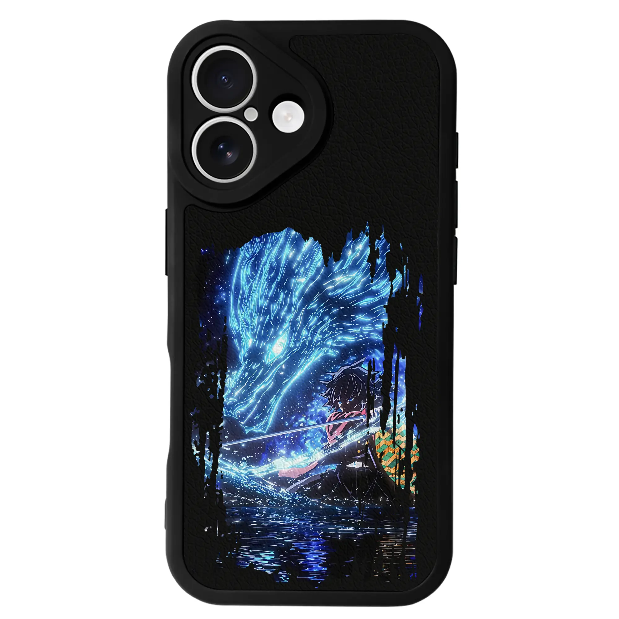 鬼滅の刃 グッズ,冨岡 義勇 - IPhone 16シリーズ対応 ・ シリコンスマホケース ・ レザー調 ・ 高精度フィット ・ 耐衝撃 ・ ワイヤレス充電対応 ・ 精密カット